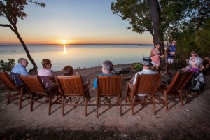 tourists enjoying Cobourg sunset